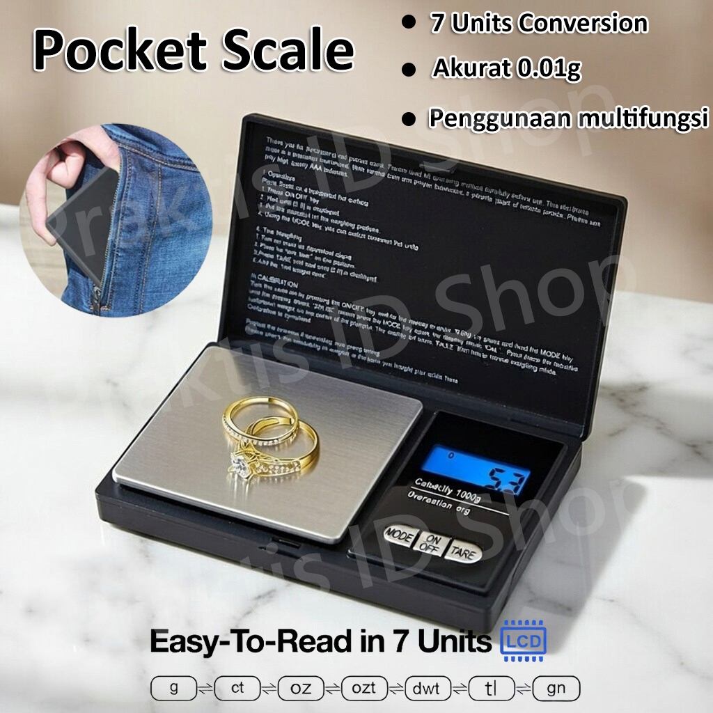 Timbangan elektronik mini, 500g/0,01g, timbangan perhiasan, timbangan emas, timbangan saku, timbanga