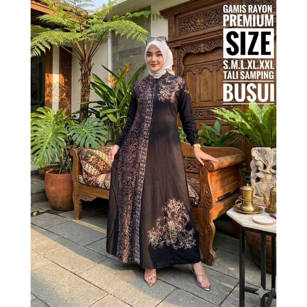 [Hitam series] Gamis twill rayon premium model kancing depan busui friendly terbaru - gamis jumbo ke