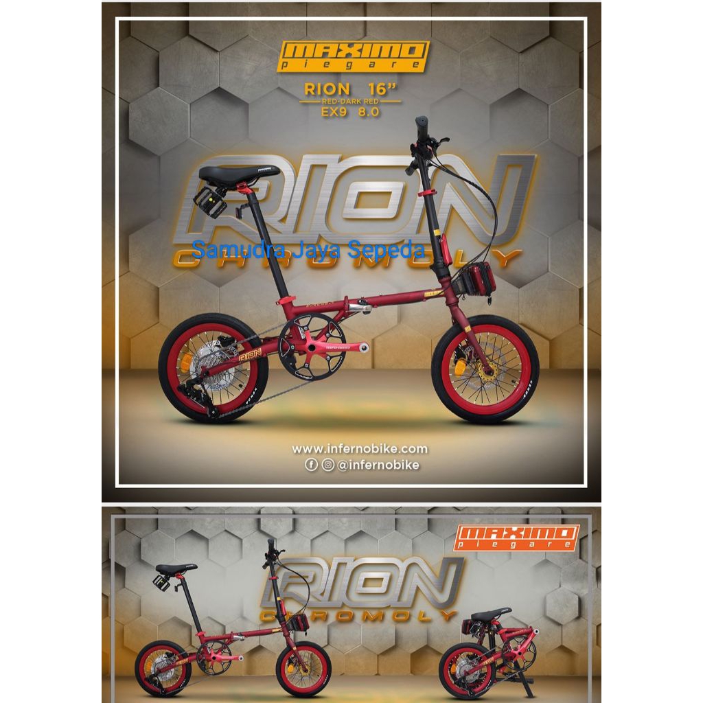 Sepeda Lipat 16inch MAXIMO Piegare Folding Bike 9 Speed Rion Chromoly EX9 8.0