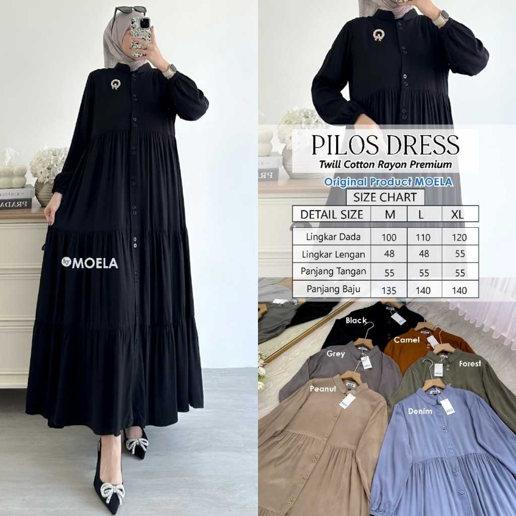 RESTOK TERUS DRESS RAYON MODEL FULL KANCING / PILOS DRESS LD 100 110 120 ORI BERLABEL MOELA