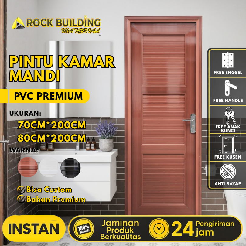 Pintu PVC Kamar Mandi Kamar Tidur Ruang Tamu Size 70CMx200CM Platinum Special Edition Full Panel 3 K