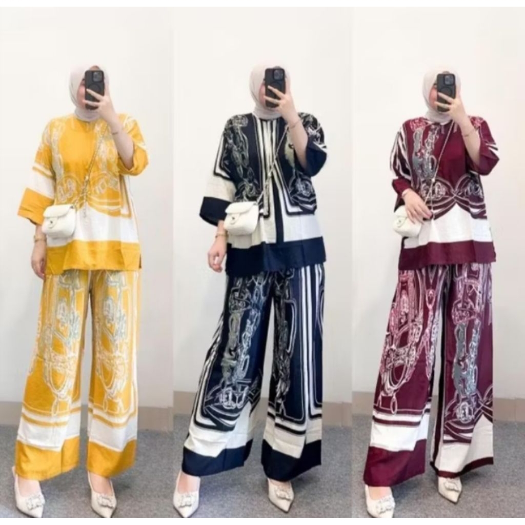 ONE SET UNIQLO JUMBO SETELAN WAYANG ONE SET WANITA SETELAN KEKINIAN