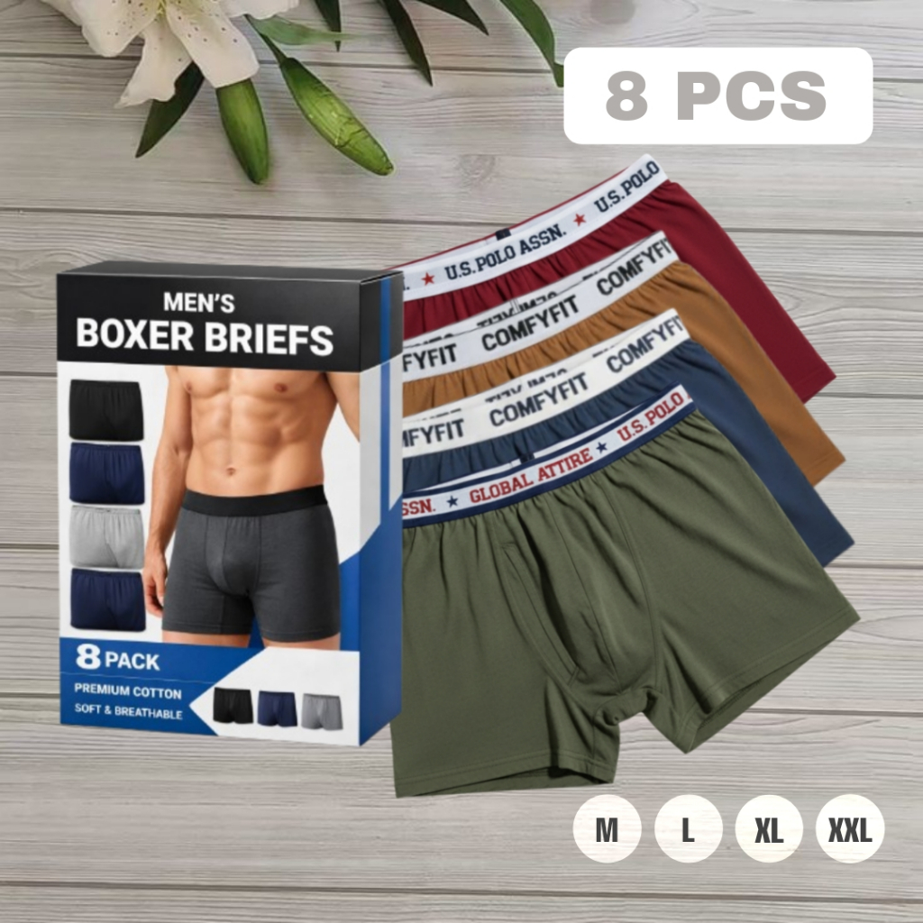 isi 8 pcs celana dalam boxer pria. laki laki dewasa cd boxer murah berkualitas premium wanita