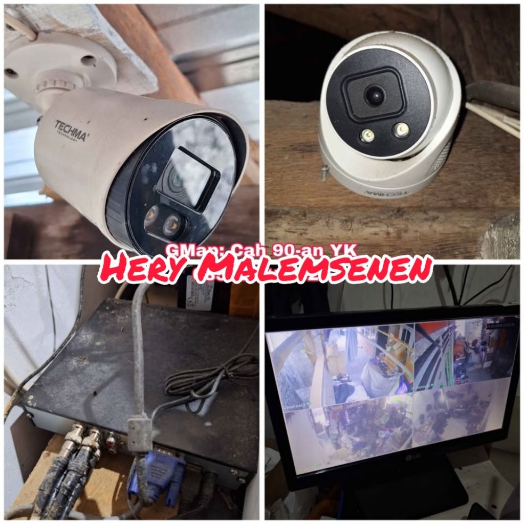 2,75jt CCTV SET TECHMA BEKAS 4CAM 2INDOOR 2OUTDOOR 2MP HD 1080P NIGHTVISION WITH LED DVR HDD 500GB M