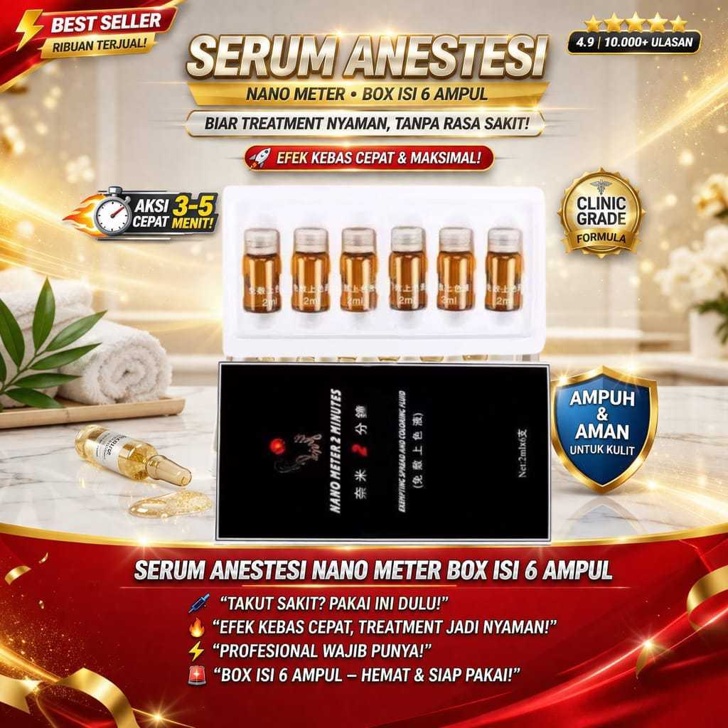 100% ORIGINAL NANO METER 1 BOX ISI 6 AMPUL CAIRAN ANESTESI SULAM ALIS BIBIR TATTOO