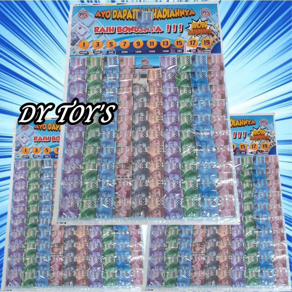 Mainan Cabutan Berhadiah 1 Lembar Isi 100 Kupon Uang Mainan