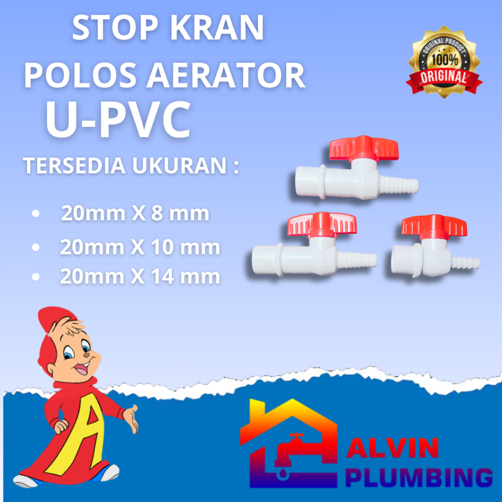 [20mmx10mm] stop kran aerator aquarium 20mm x 10mm | ball valve selang aerator 20mm ke 10mm Polos ko