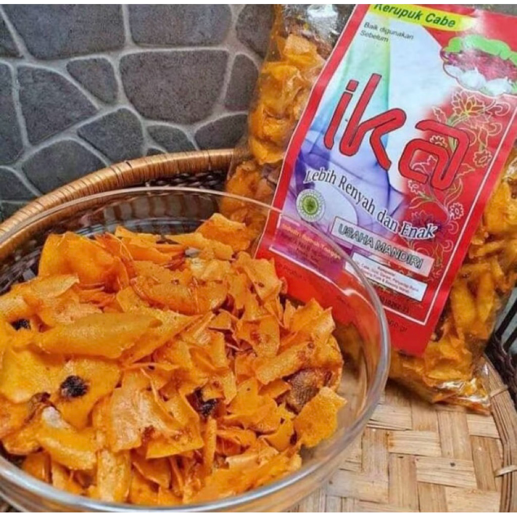 KERUPUK CABE IKA DUMAI (Keripik Ubi Singkong Pedas Manis) Free Paking Dus