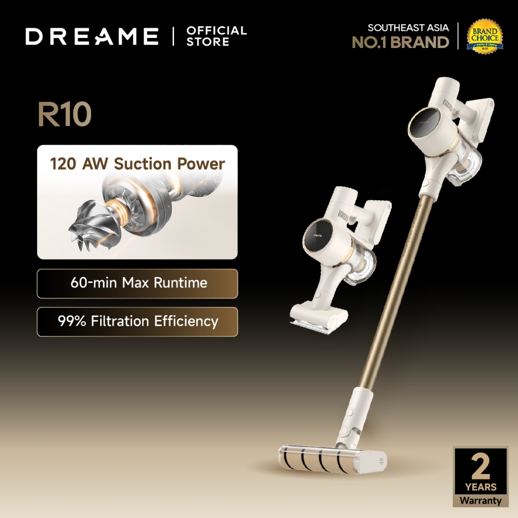 Dreame R10 Cordless Vacuum Cleaner LED Light Detector | Brush Head with LED Lights | 60 Mins Run Tim