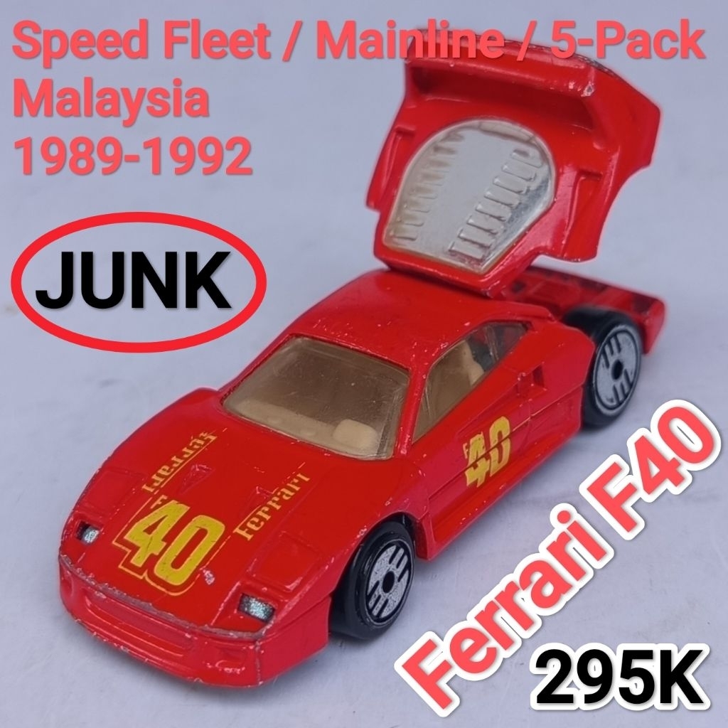 Hot Wheels Mainline Speed Fleet 5 Pack Ferrari F40 Merah Loose Junk