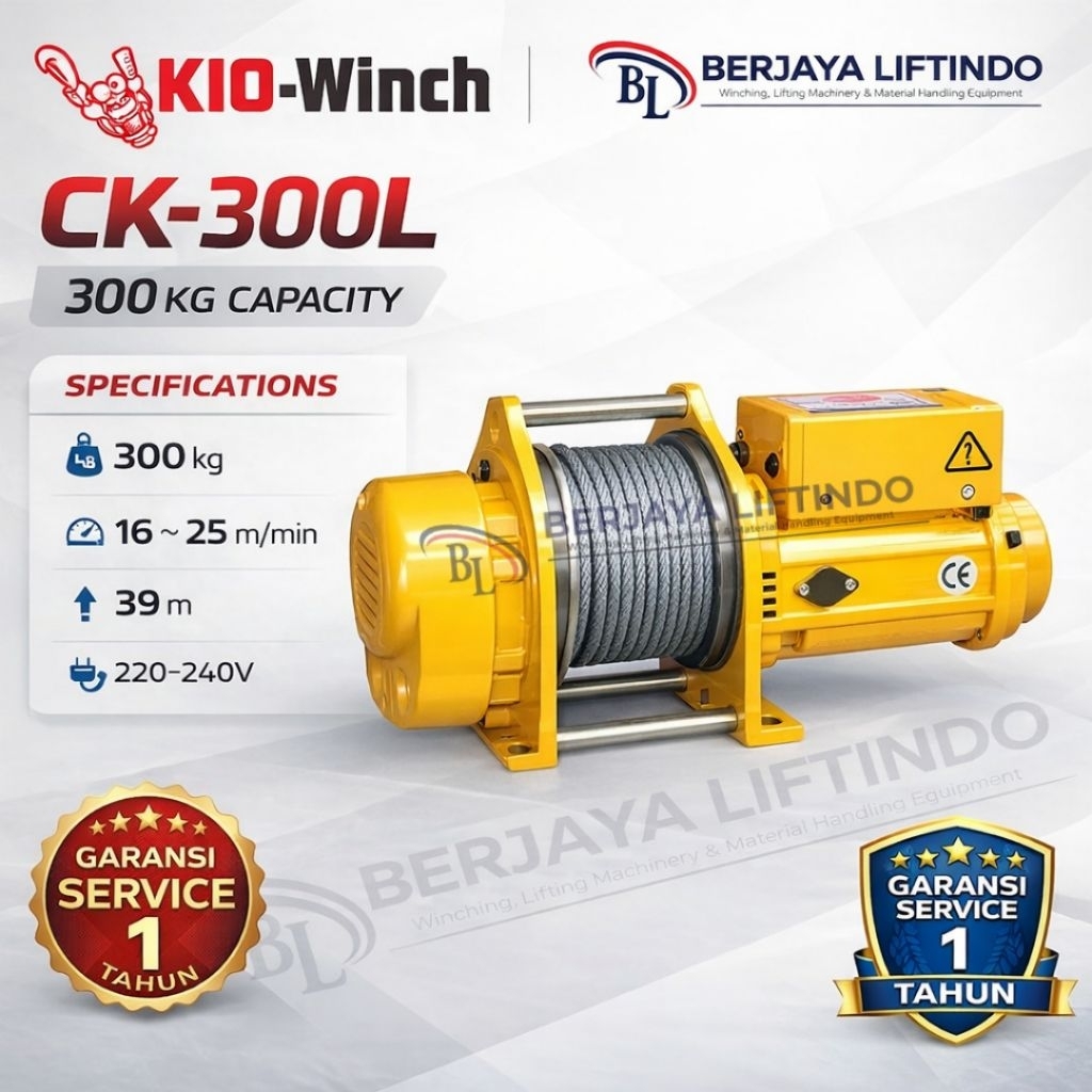 Mesin compact Winch 300 kg (Long Rope) Kio Winch CK-300L / Kio Winch CK300L