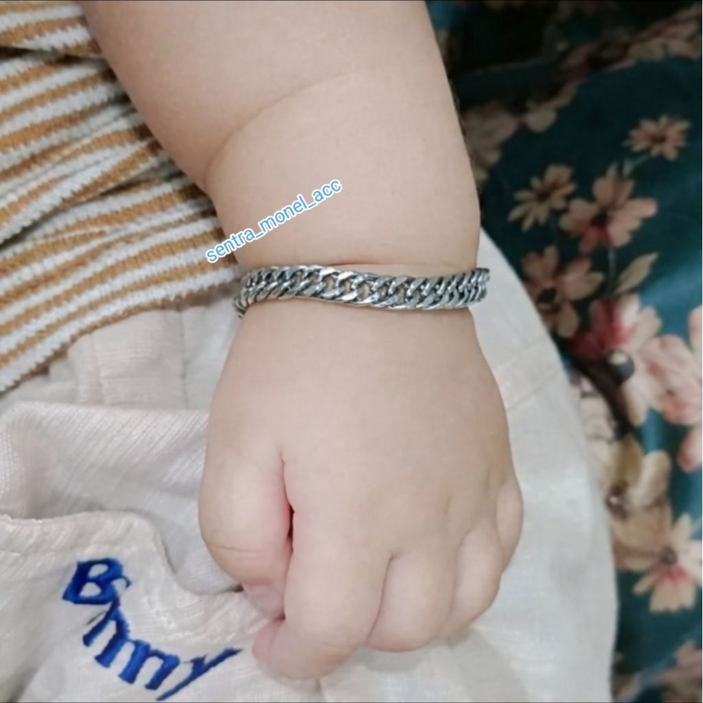 Gelang anak Titanium Asli Premium / Gelang rantai titanium Asli / gelang bayi / gelang tangan