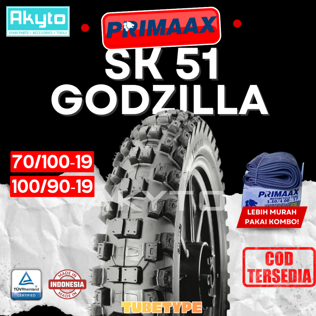 PRIMAAX SK-51 GODZILLA / BAN TUBETYPE NON TUBELESS / RING 18 SK51 SK 51 R18 / BAN MOTOR TRAIL ONOFFR