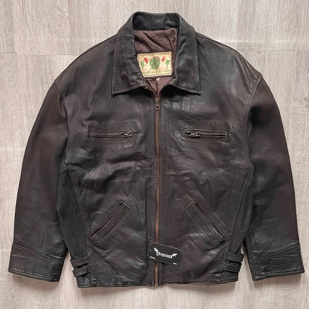 Vera Pelle Vintage Genuine Leather Casual Work Jacket