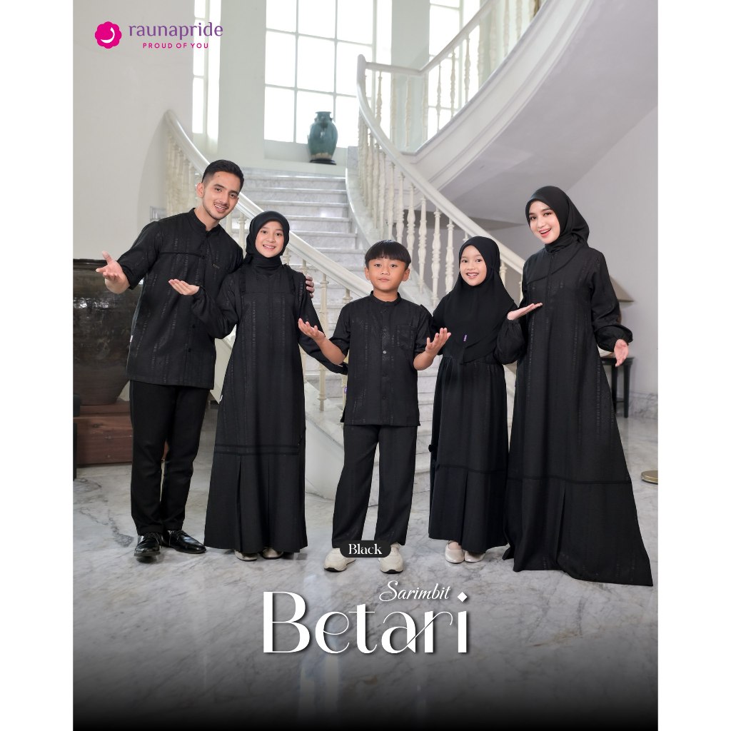 Sarimbit Betari Black Baju Couple Keluarga Muslim - Rauna Pride