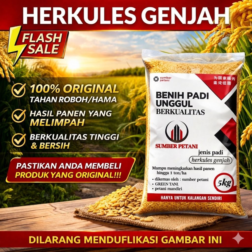 BENIH PADI, BIBIT PADI HERKULES GENJAH, KEMASAN 5KG