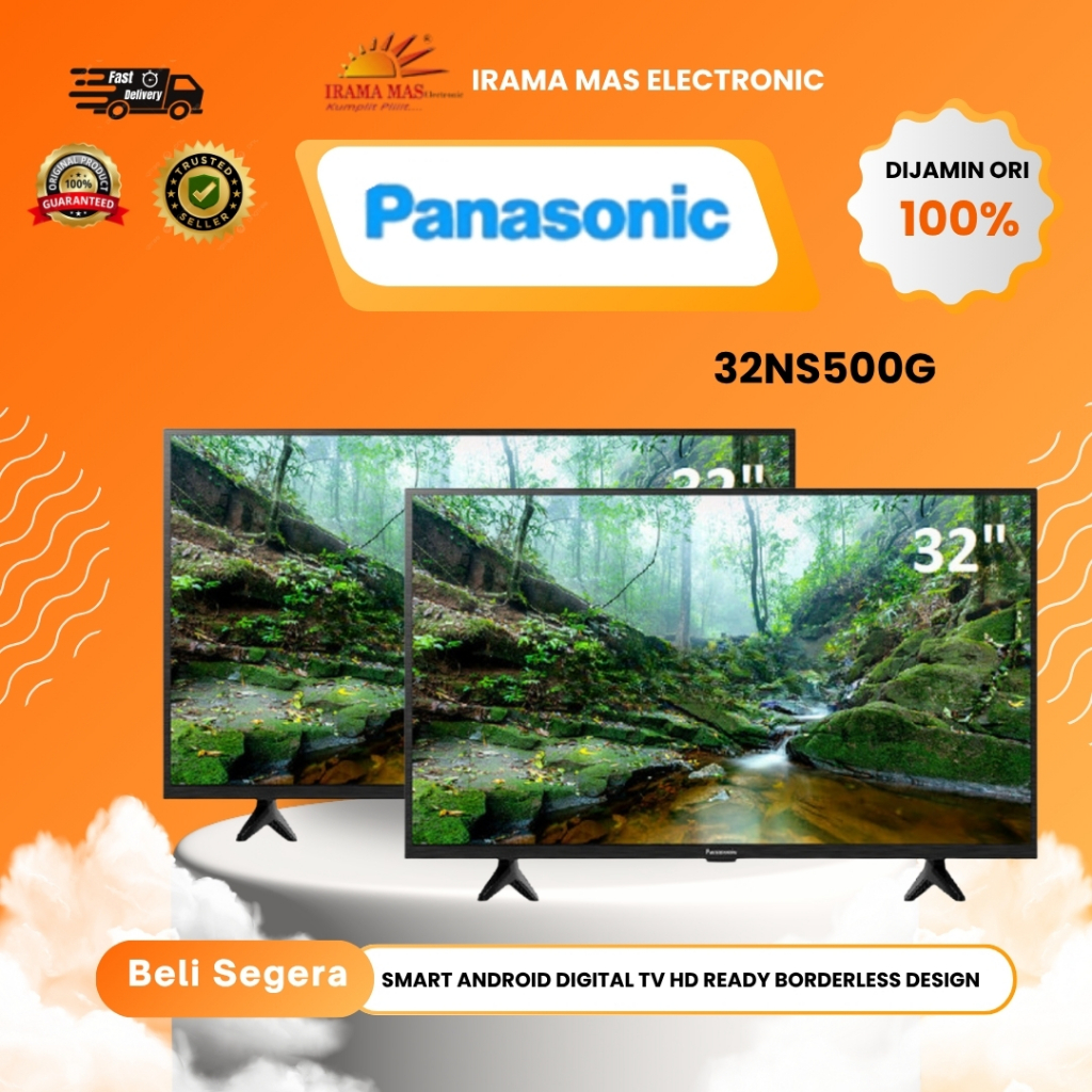 LED TV PANASONIC 32 INCH TH-32NS500G SMART ANDROID DIGITAL TV HD READY BORDERLESS DESIGN GARANSI RES