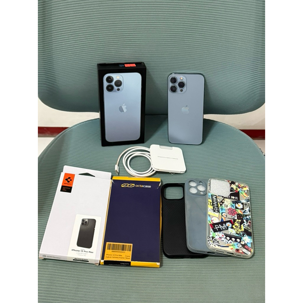 Fullset iPhone 13 Pro Max 256GB Garansi iBox Sierra Blue BH 83% Second Like New Banyak Bonus Penggun