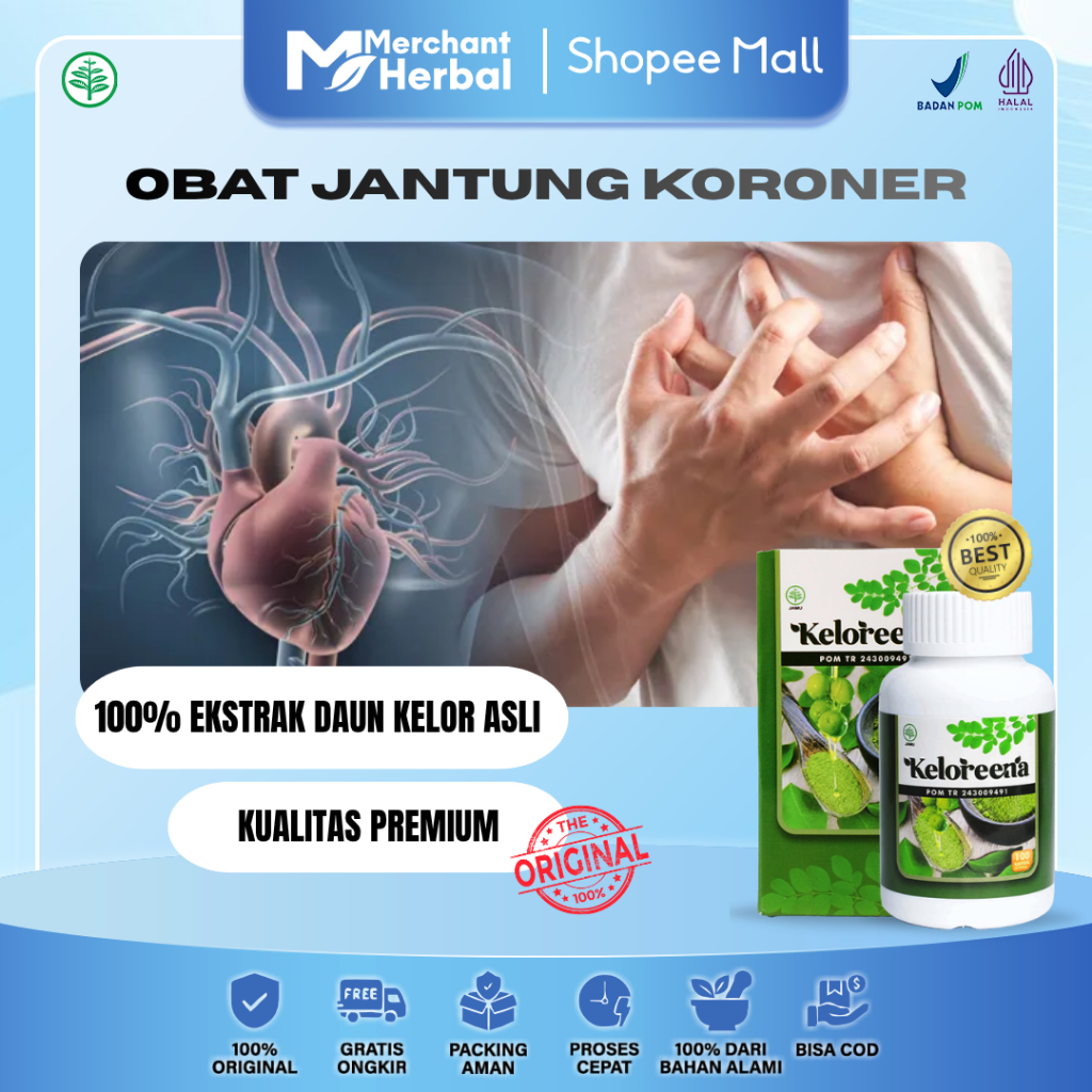 Keloreena Kapsul - Obat Herbal Jantung Koroner - Kolestrol - Pengencer Darah - Penurun Darah Tinggi