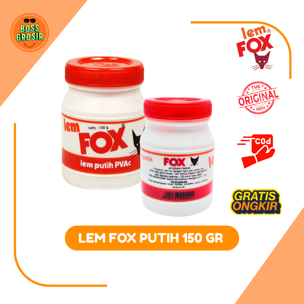 Boss Grosir -  Lem Fox Putih 150 Gr / Lem Kayu / Lem Kertas / Lem Karton / Murah