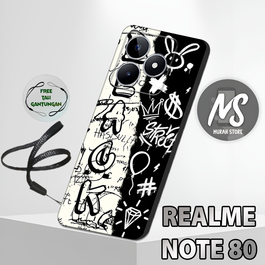 MS33 / Softcase Karet  REALME NOTE 80 + TALI GANTUNGAN HP / Motif Cowok / Case Hp REALME NOTE 80 / S