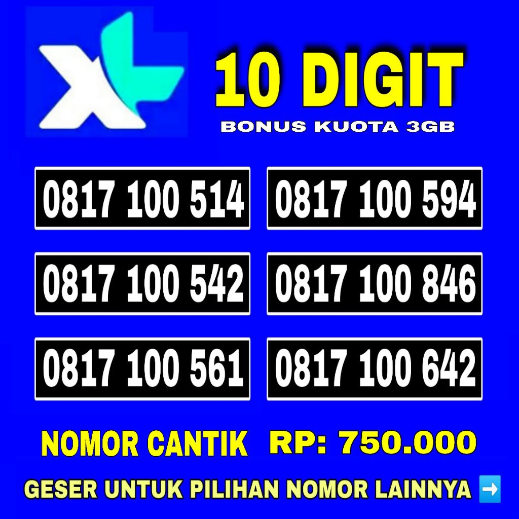 Nomor Cantik XL 10 digit - Kartu Perdana XL 10 digit