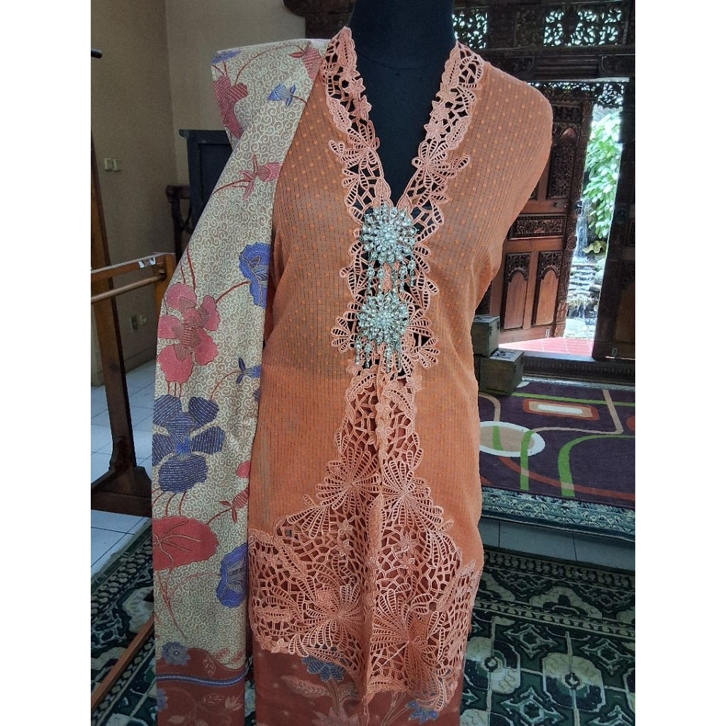 Bahan Kebaya Encim Betawi Bunga/Bahan Bordir Kebaya/Bahan Kebaya Encim/Bahan Kebaya Krancang/Kebaya 
