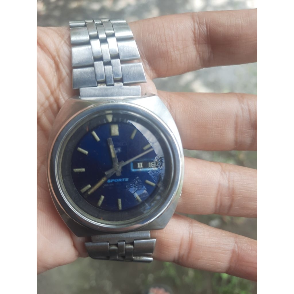 jam tangan seiko 5 sport vintage dial biru