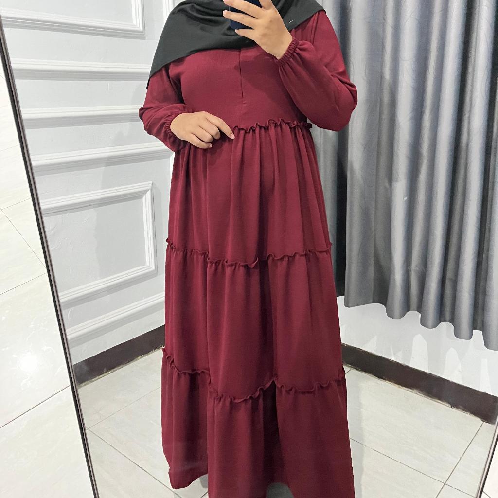 Gamis Couple Ibu dan Anak Serut Luar Gamis Couple Warna Hitam Denim Marun Putih Navy Bata Abu / Dres