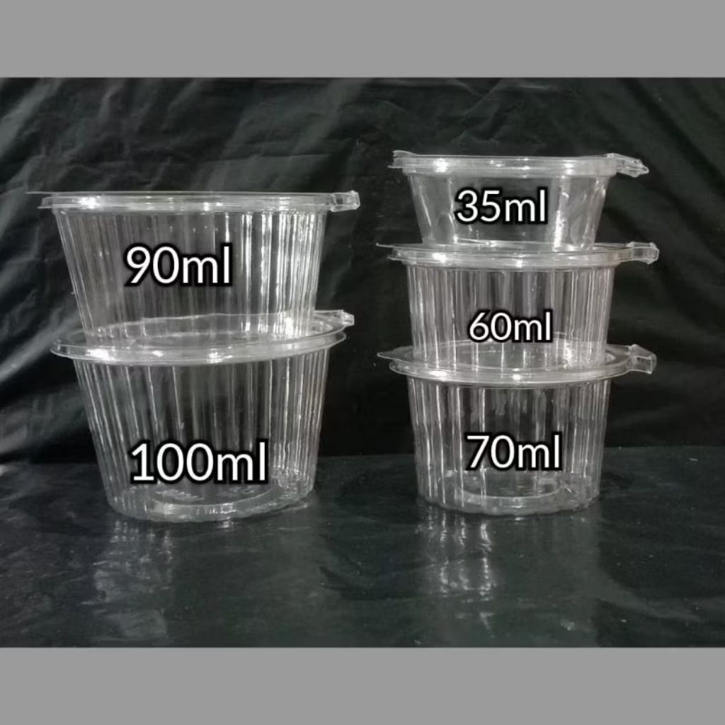 (50 pcs) Cup saos 90ml 100ml tutup sambung/Cup NS 100ml/Cup NS 90ml/Cup 100 ml bening/Mika Saus samb