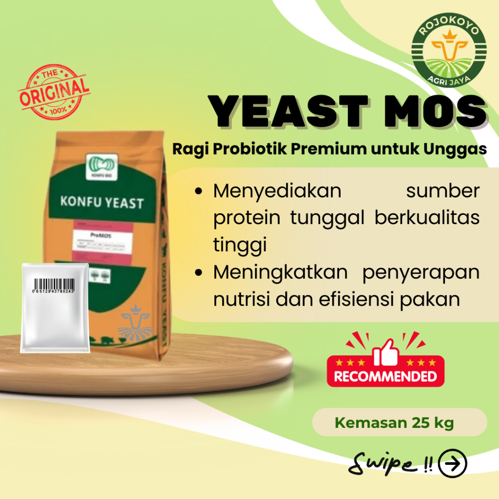 Yeast Ternak MOS Cell Wall 25 kg Probiotik Saccharomyces