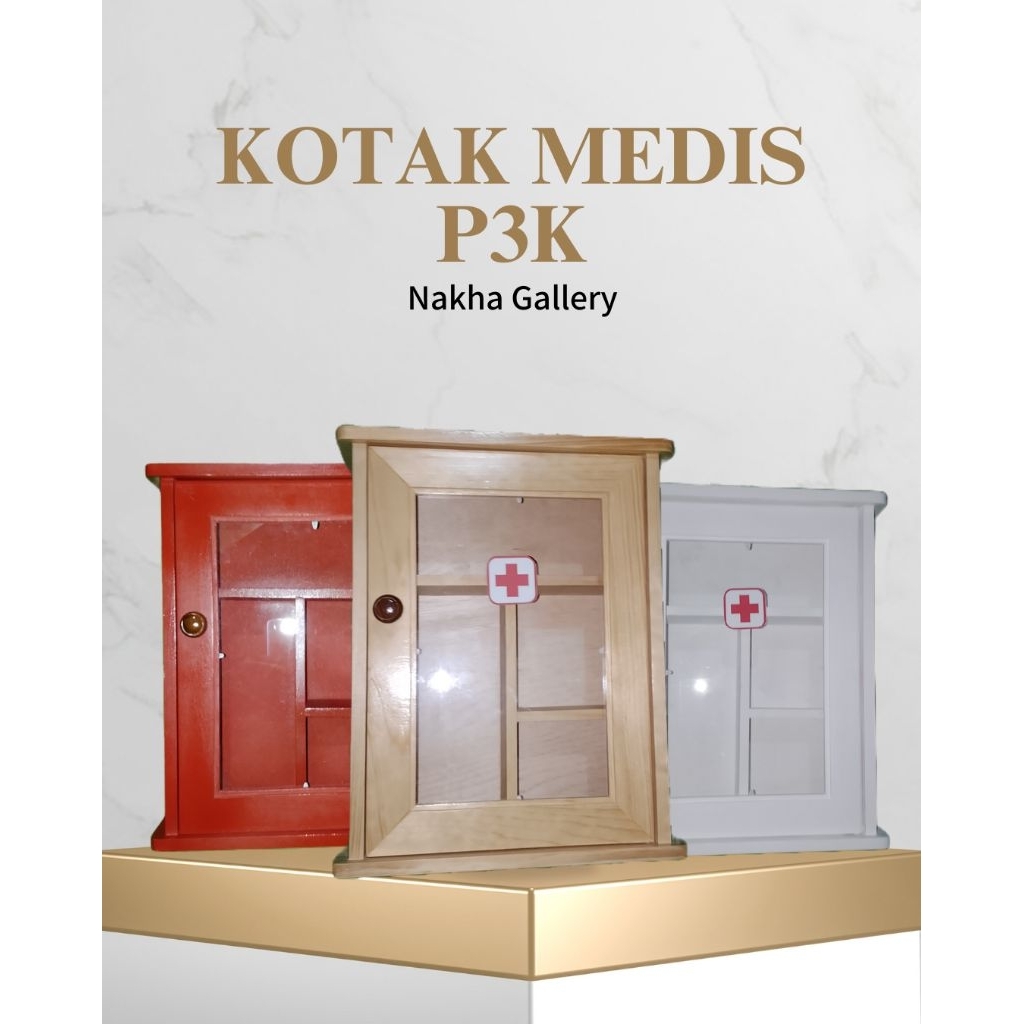 Kotak Obat P3K Kayu Premium | Medicine Box Organizer | P3K Rumah Minimalis & Estetik