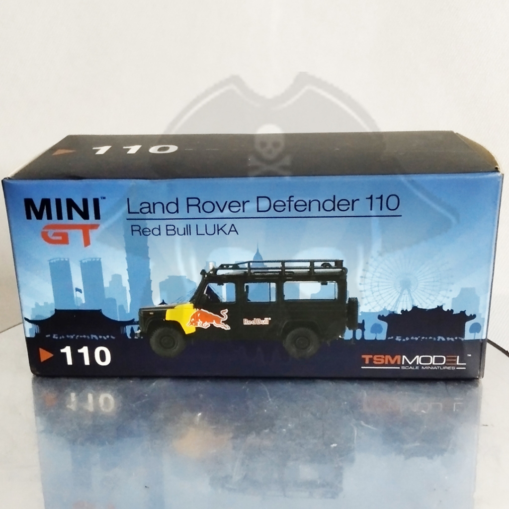 MINI GT LAND ROVER DEFENDER 110 RED BULL LUKA, MINI SCALE LAND ROVER DEFENDER 110 RED BULL