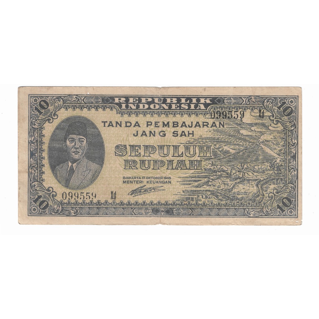 Uang Kuno 10 Rupiah ORI Soekarno 1945