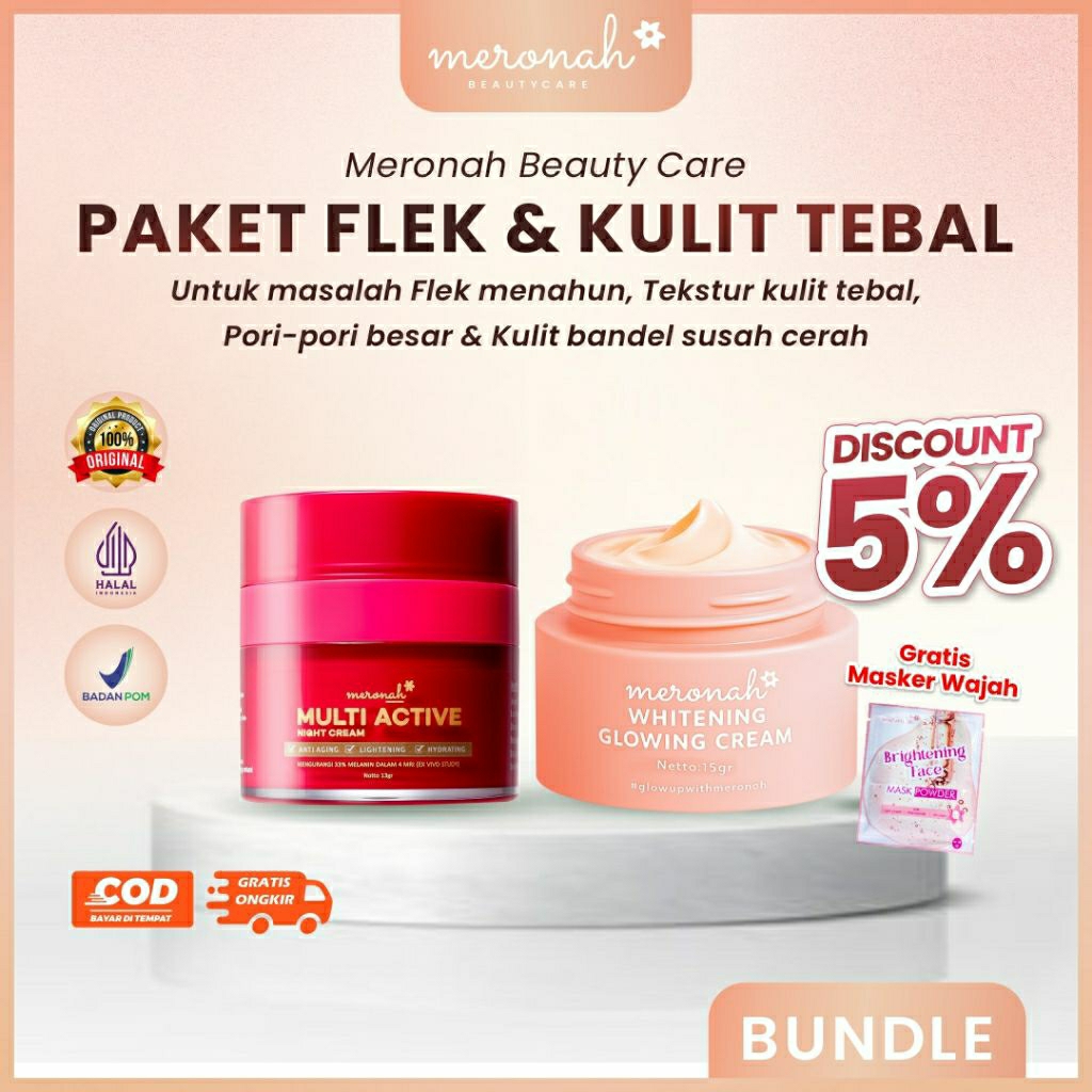 [MERONAH] PAKET SIANG MALAM - NIGHT CREAM & DAY SKINCARE KRIM MALAM