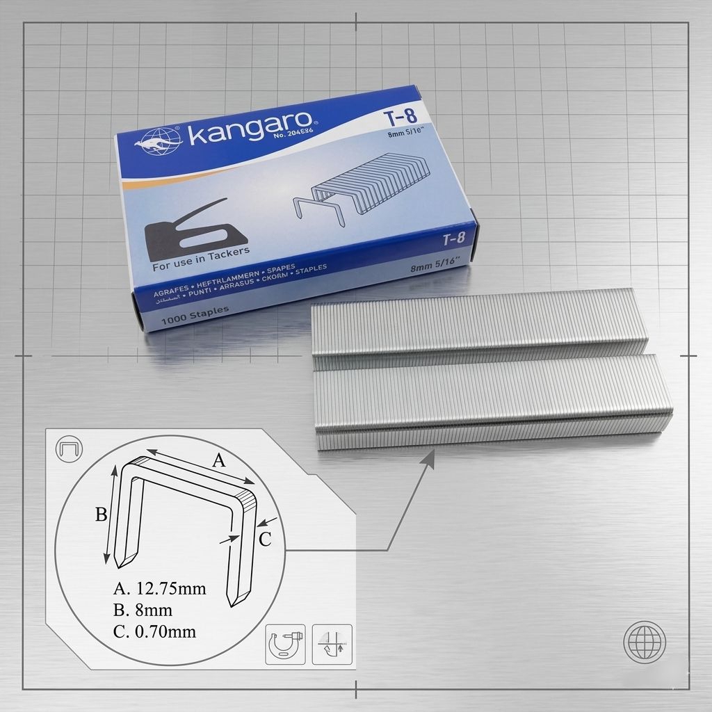 Isi Staples Tacker Kangaro T-8 (8mm) - Isi Staples Tembak Gun Tacker Kangaro Original (1000 Pcs)