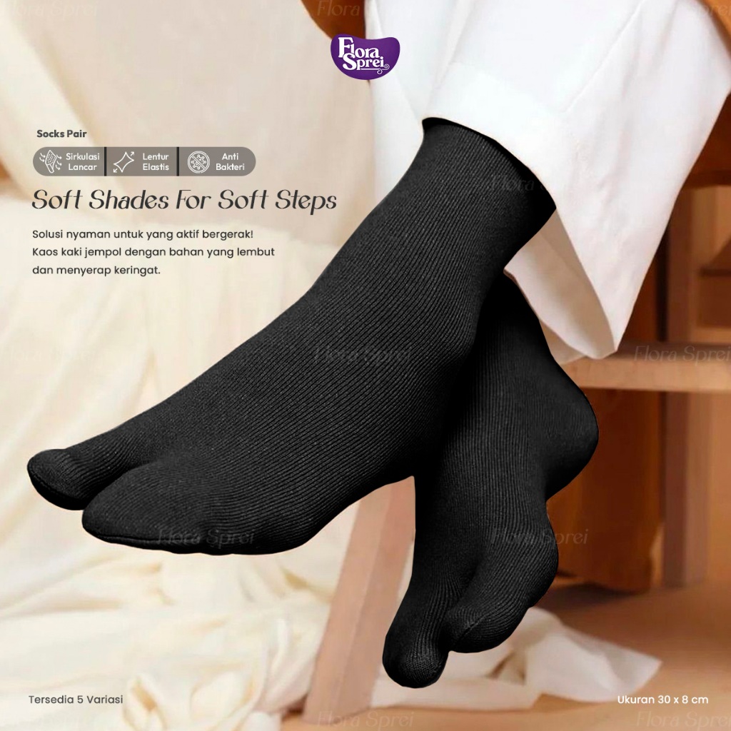 Flora Kaos Kaki Jempol Pria Wanita Kaos Kaki Olahraga Panjang dan Tebal Kaus Kaki Tabi Jepang Warna 