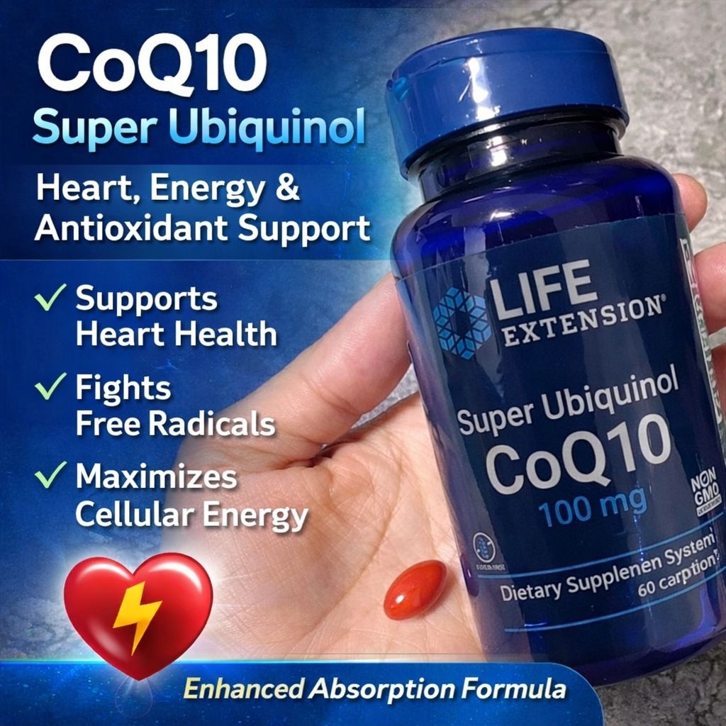 Life Extension Super Ubiquinol Coq10 100 mg 60 Softgels Kaneka Made with Quality Q+, Kaneka