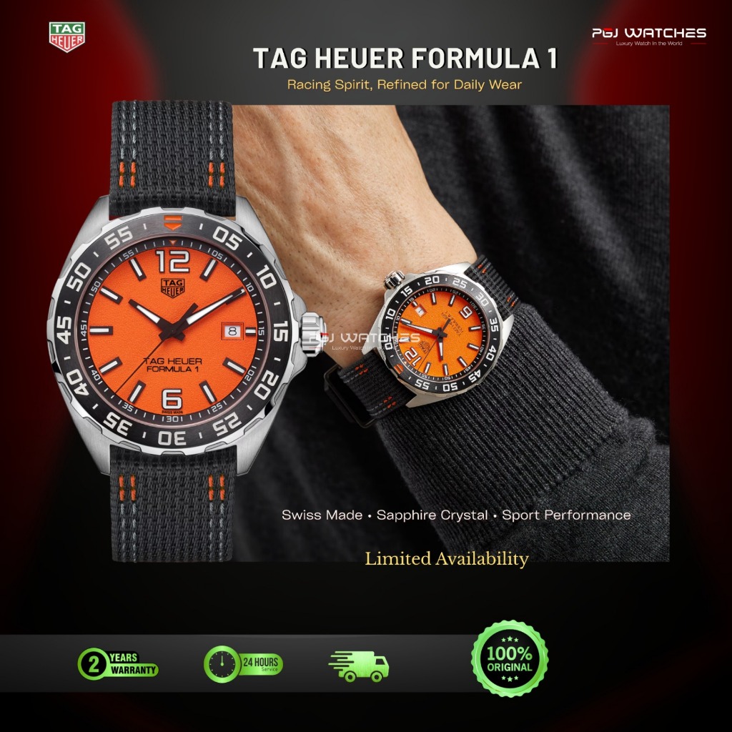 TAG HEUER Formula 1 Quartz Orange Dial Black Strap Men's Watch - WAZ101A.FC8305