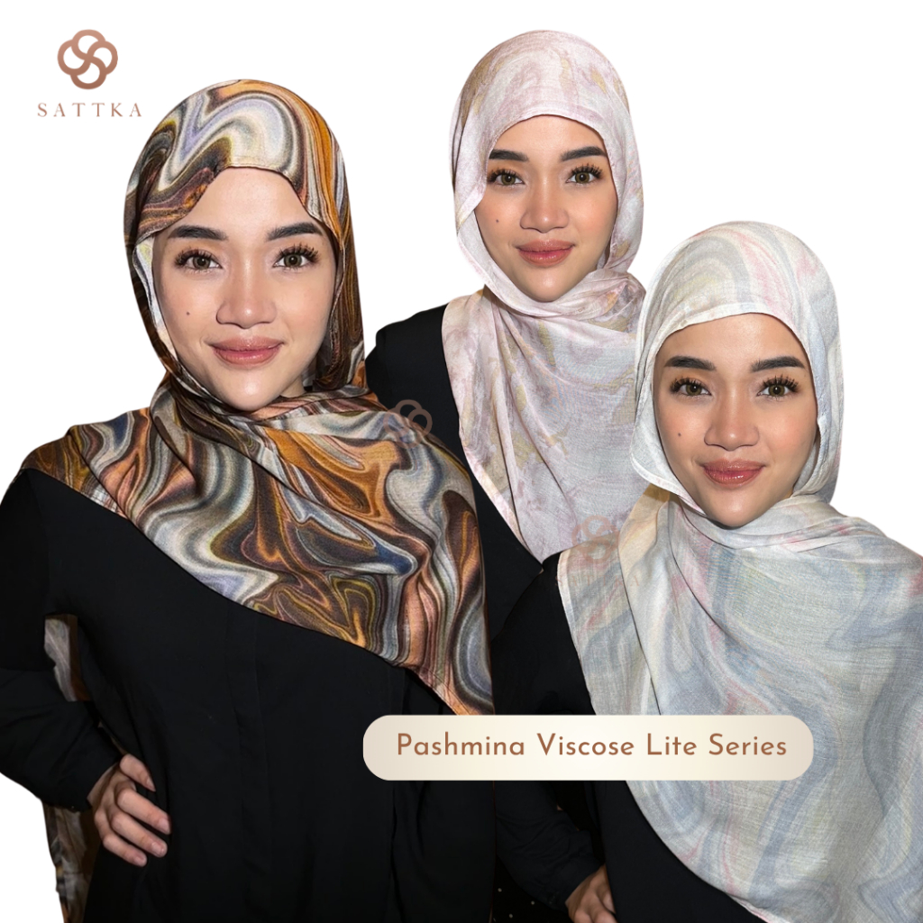 Pashmina Viscose Lite Series - Motif Corak Sattka | Watercolor Viscose - Ariel - Briella - Serena - 