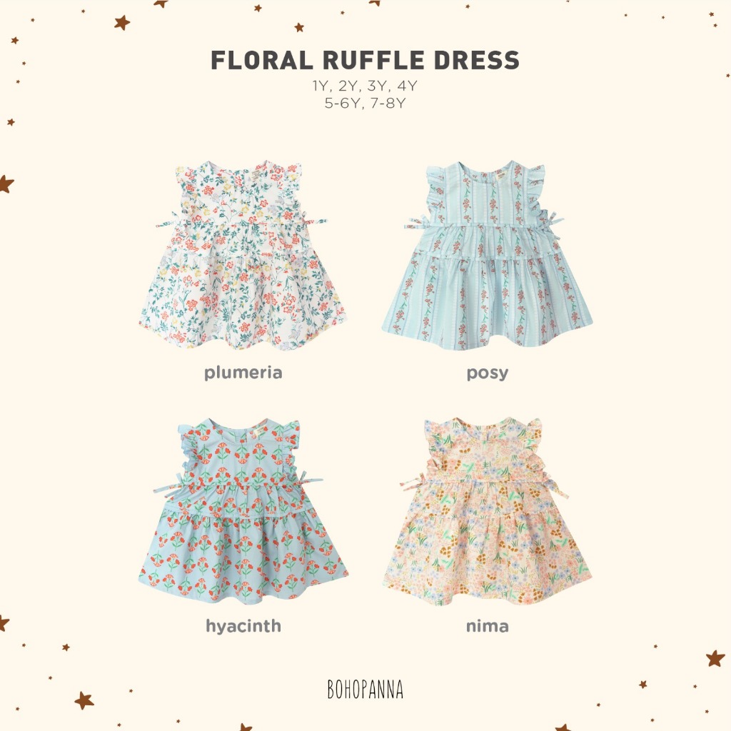 BOHOPANNA - FLORAL RUFFLE DRESS - DRESS ANAK