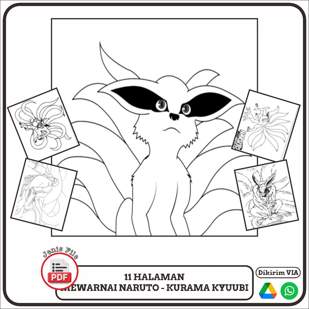 11 Halaman Mewarnai Naruto Kurama Kyuubi PDF