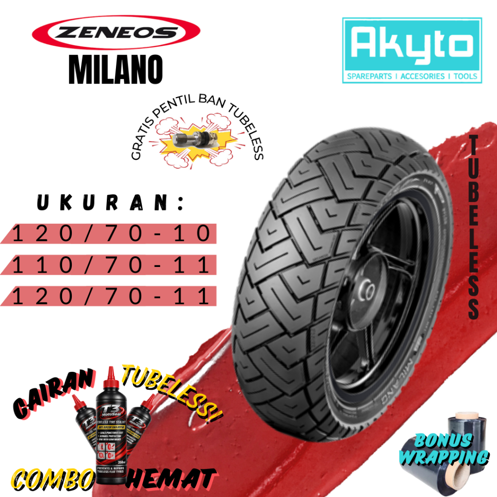 BAN ZENEOS MILANO RING 10 RING 11 / BAN MOTOR VESPA TUBELESS R10 R11 / FREE PENTIL + WRAPPING / BAN 