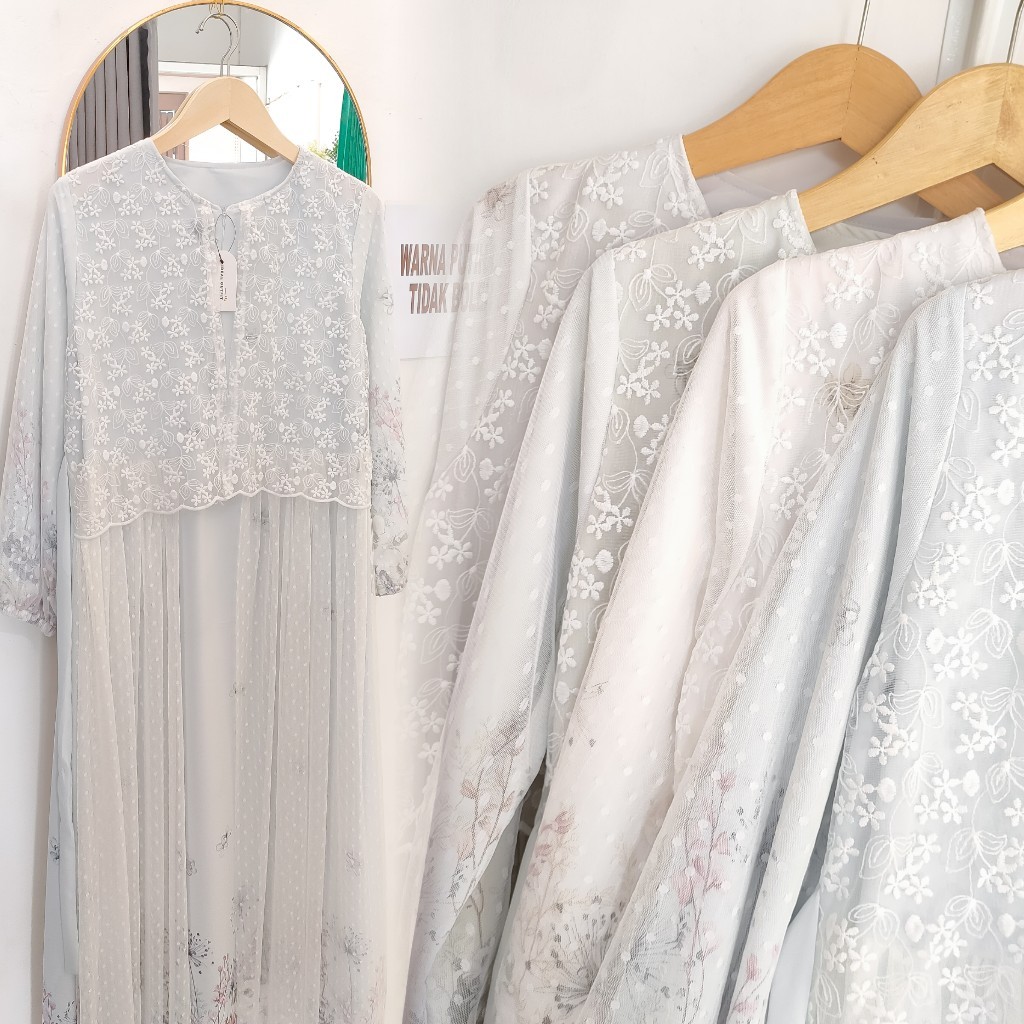 Gamis brokat kombinasi tile silk vest brokat/outer brokat tile/dress tile brokat/gamis tile silk