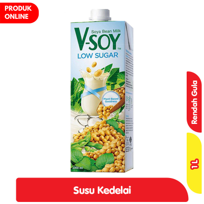 V-Soy Soya Bean Low Sugar Milk 1000 mL VSoy 1L Susu Kedelai