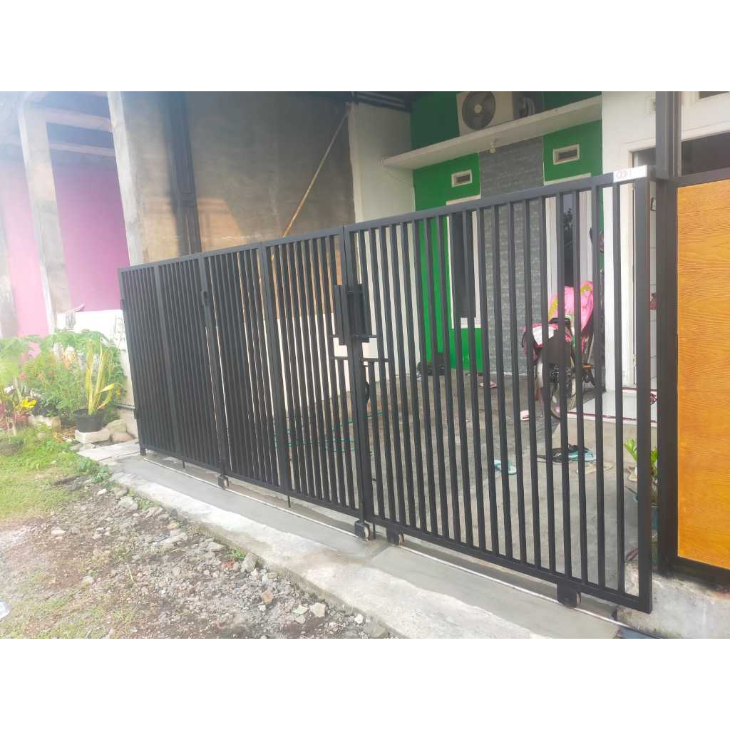 Pagar Minimalis Modern Hitam Doff Model Lipat