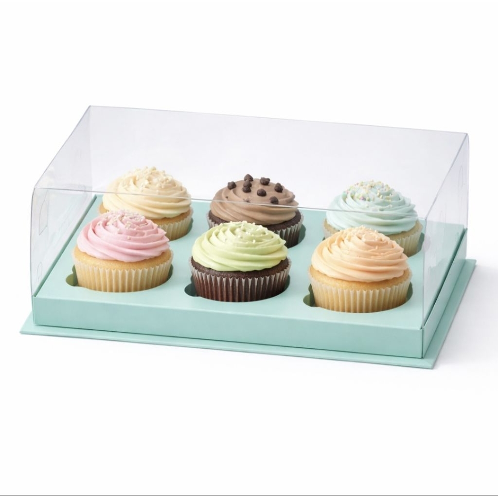 BOX MIKA CUPCAKE ISI 6 / KOTAK CUPCAKE ISI 6 / KOTAK HAMPERS CUPCAKE