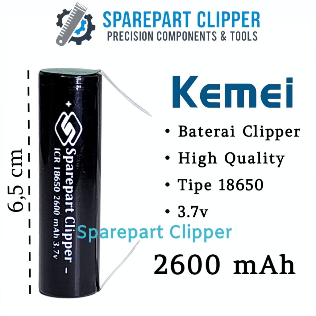 Baterai Kemei Clipper Cordless 2600 mAh Real Capacity