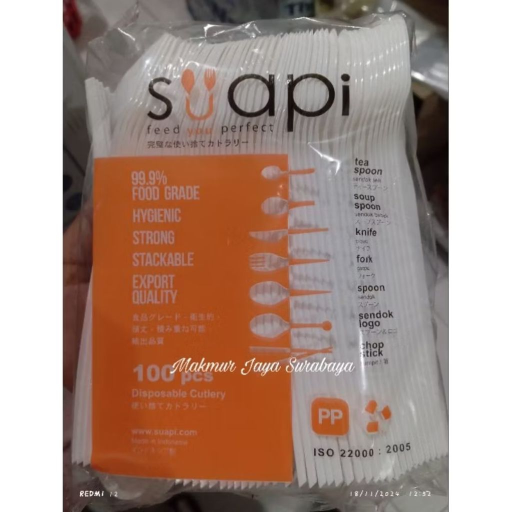 (100 pcs) Sendok Makan Suapi Putih/Garpu makan Suapi Putih/Sendok Plastik Suapi/Sendok Suapi/Garpu S
