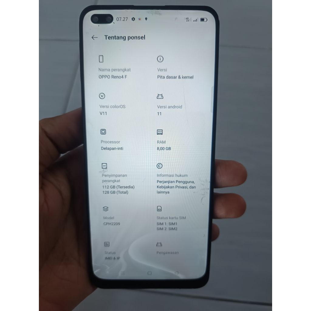 mesin oppo reno 4f 8/128 normal